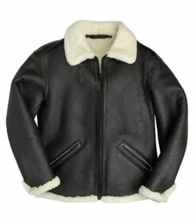 Philip Black Shearling Fur B6 Bomber Leather Jacket