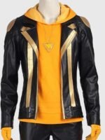 Pokemon Go Team Spark Black Gold Leather Jacket