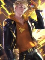 Pokemon Go Team Spark Black Gold Leather Jacket