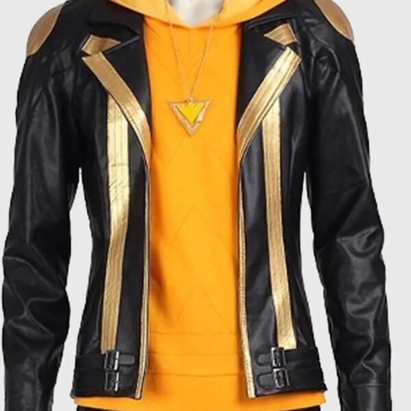 Pokemon Go Team Spark Black Gold Leather Jacket