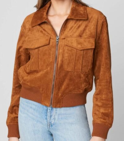 Poker Face 2023 Charlie Cale Suede Bomber Jacket
