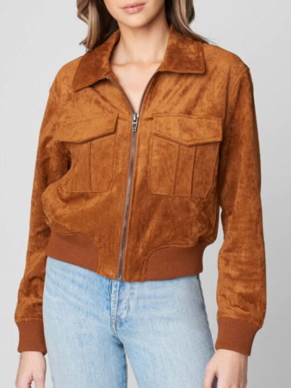 Poker Face 2023 Charlie Cale Suede Bomber Jacket