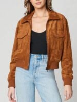 Poker Face 2023 Charlie Cale Suede Bomber Jacket