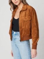 Poker Face 2023 Charlie Cale Suede Bomber Jacket