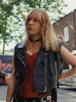Poker Face 2023 Ruby Ruin Black Leather Vest