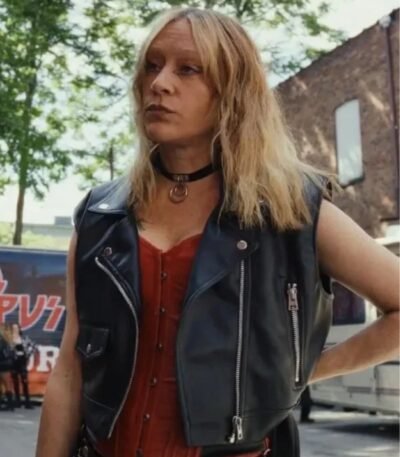 Poker Face 2023 Ruby Ruin Black Leather Vest