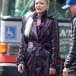 Pom Klementieff purple and black Thunder Force Coat