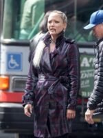 Pom Klementieff purple and black Thunder Force Coat