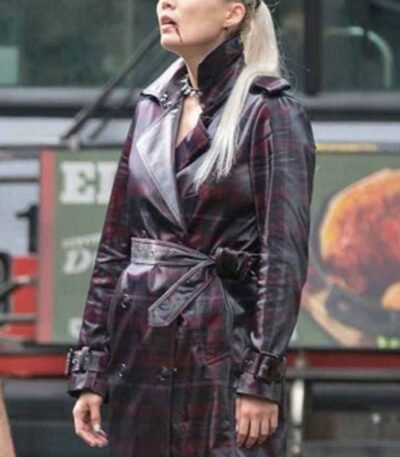 Pom Klementieff purple and black Thunder Force Coat