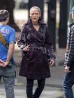 Pom Klementieff purple and black Thunder Force Coat