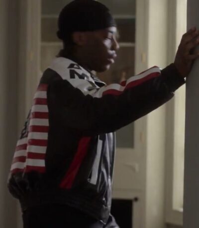 Power Book II Cane Tejada Amiri Cropped Bomber US Flag Jacket
