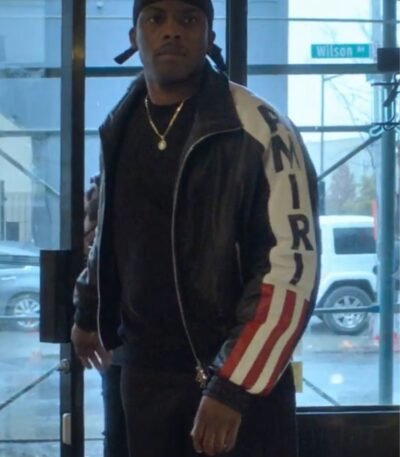 Power Book II Cane Tejada Amiri Cropped Bomber US Flag Jacket
