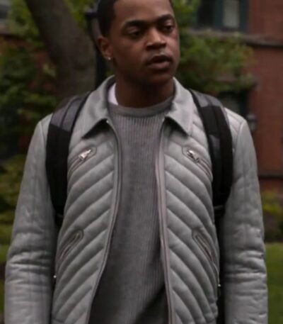 Power Book II Ghost S02 Tariq St Patrick Grey Leather Jacket