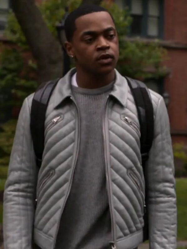 Power Book II Ghost S02 Tariq St Patrick Grey Leather Jacket