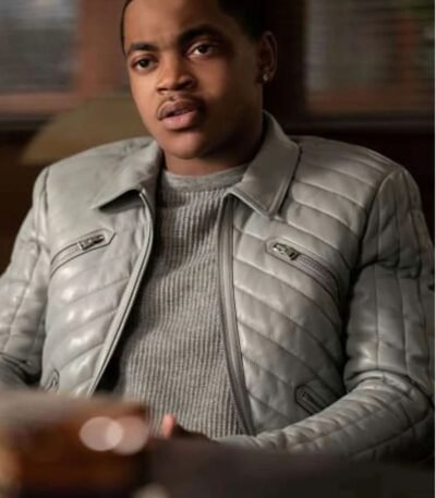 Power Book II Ghost S02 Tariq St Patrick Grey Leather Jacket