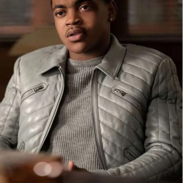 Power Book II Ghost S02 Tariq St Patrick Grey Leather Jacket