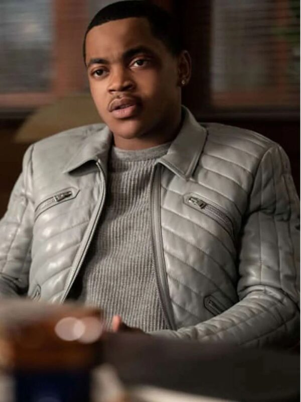 Power Book II Ghost S02 Tariq St Patrick Grey Leather Jacket