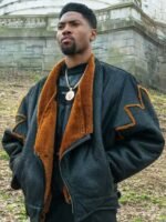 Power Book III Marvin Thomas Leather Shearling Jacket