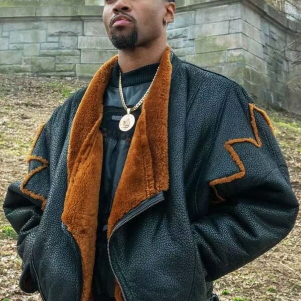 Power Book III Marvin Thomas Leather Shearling Jacket