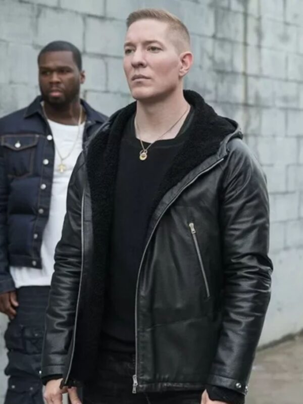 Power Tommy Egan Hooded Black Leather Jacket