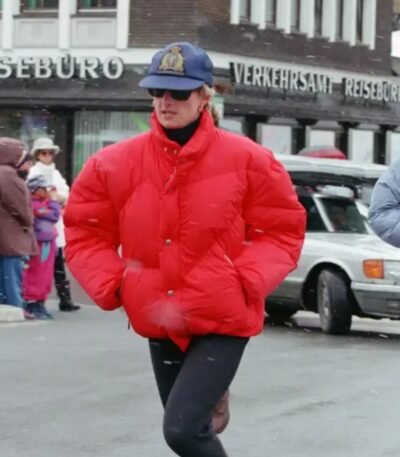 Princess Diana Red Puffer Jacket