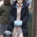 Princess Diana The Crown S04 Black Puffer Hooded Coat