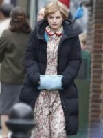 Princess Diana The Crown S04 Black Puffer Hooded Coat