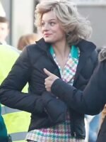 Princess Diana The Crown S04 Black Puffer Jacket