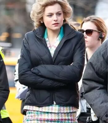 Princess Diana The Crown S04 Black Puffer Jacket