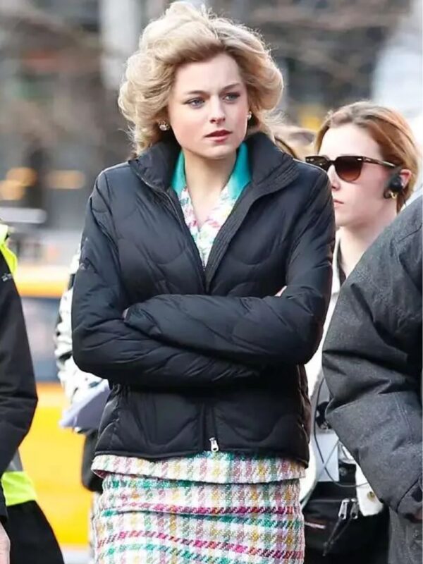 Princess Diana The Crown S04 Black Puffer Jacket