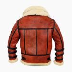 Pry Double Collar B-3 Shearling Red Leather Aviator Jacket