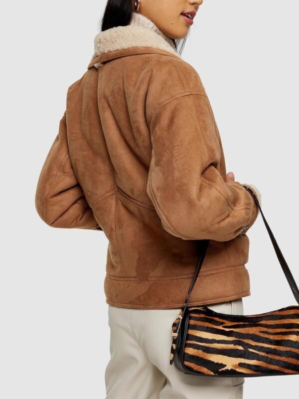 Rachel Omega Brown Shearling Leather Jacket