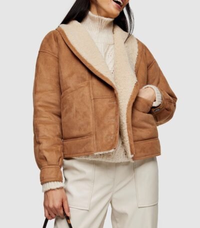 Rachel Omega Brown Shearling Leather Jacket