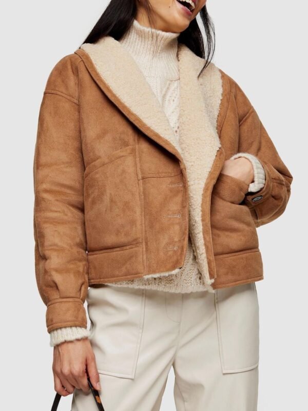 Rachel Omega Brown Shearling Leather Jacket
