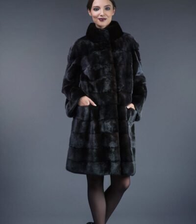 Raquel Black Mink Fur Elegant Coat