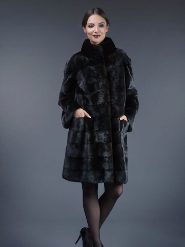 Raquel Black Mink Fur Elegant Coat