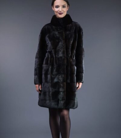Raquel Black Mink Fur Elegant Coat