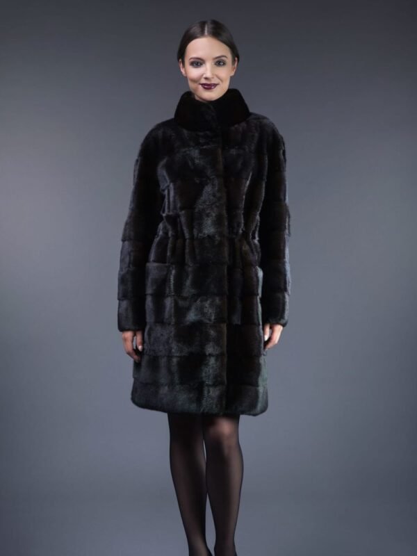 Raquel Black Mink Fur Elegant Coat
