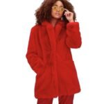 Red Faux Fur Sherpa Coat