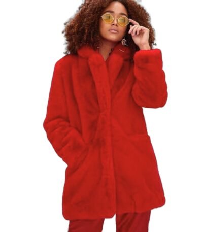 Red Faux Fur Sherpa Coat