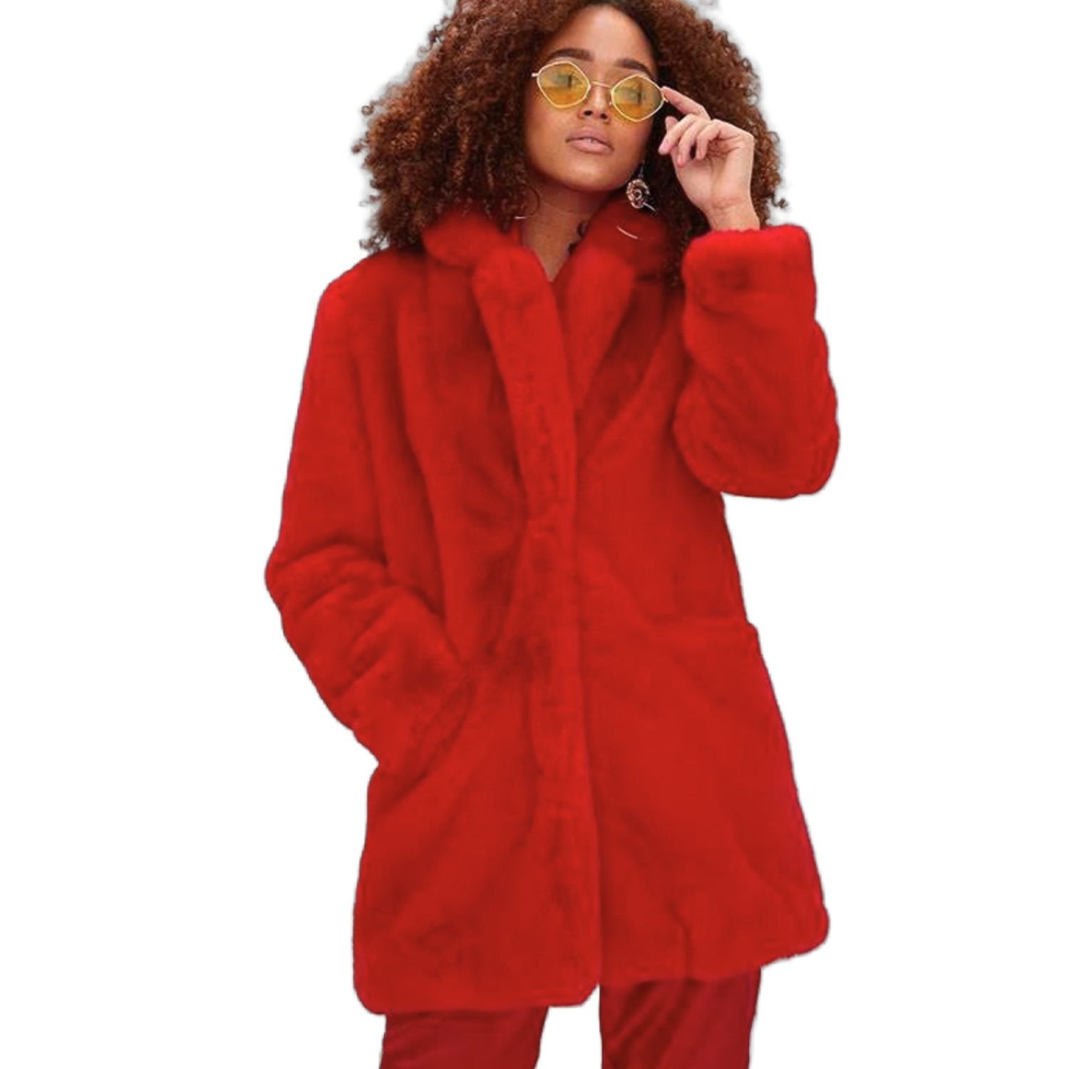 Red Faux Fur Sherpa Coat Red Faux Fur Sherpa Coat