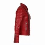 Red Quilted Biker Jacket Leather