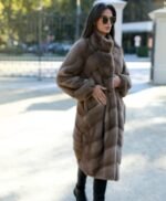 Regina Grey Mink Fur Long Coat