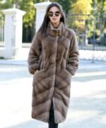Regina Grey Mink Fur Long Coat
