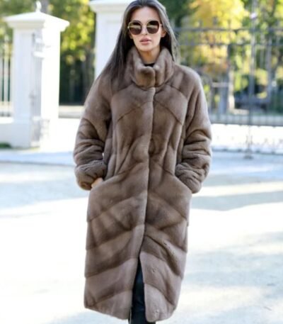 Regina Grey Mink Fur Long Coat