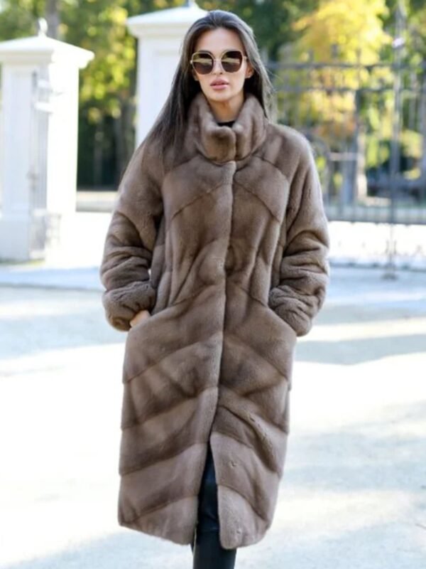 Regina Grey Mink Fur Long Coat