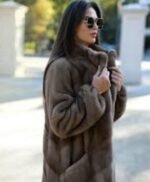 Regina Grey Mink Fur Long Coat