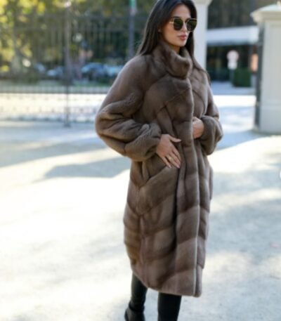 Regina Grey Mink Fur Long Coat