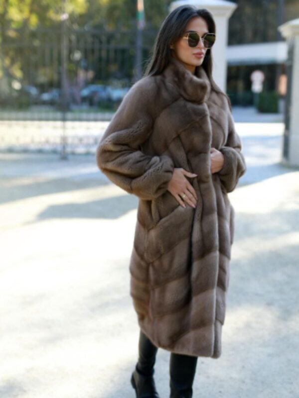 Regina Grey Mink Fur Long Coat