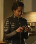 Regina King Watchmen Black Stripes Leather Jacket